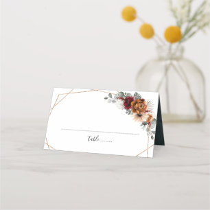 Carte De Placement Terracotta Sage Bourgogne Floral Mariage géométriq