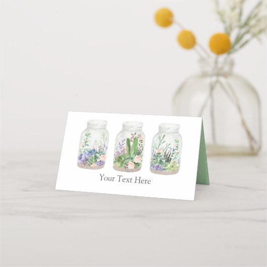 Carte De Placement Terrarium de Fête Élégante Fleurs Succulentes Douc (Devant)