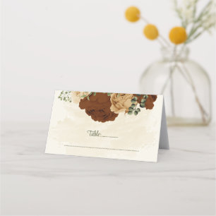 Carte De Placement terre cuite tonalité de terre mariage vert fleuri