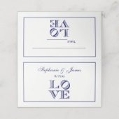 Carte De Placement Texte graphique LOVE - Bleu (Extérieur déplié)