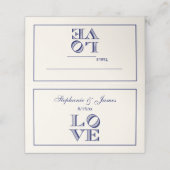 Carte De Placement Texte graphique LOVE - Bleu (Extérieur déplié)