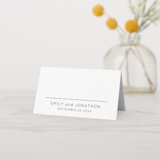 Carte De Placement Texte moderne simple Noms uniquement Date Mariage (Devant)