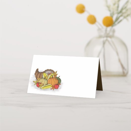 Carte De Placement Thanksgiving Cornucopia Verdure Élégant automne (Devant)