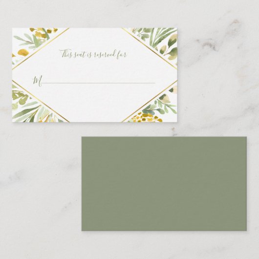 Carte De Placement Thanksgiving Friendsgiving Watercolor Green (Devant / Derrière)