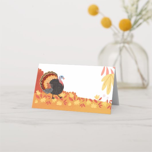 Carte De Placement Thanksgiving Turquie and Fall Leçons Place Card (Devant)