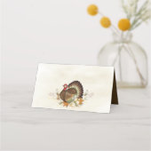 Carte De Placement Thanksgiving Turquie Bird Green Foliage Feuilles (Devant)