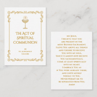 Carte De Placement The Act of Spiritual Communion Prayer Card 