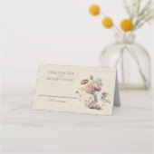 Carte De Placement Thé Dansant Élégant Fleurs Shower de Mariée (Devant)
