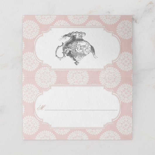 Carte De Placement Thé dansant victorien rose haute qualité Blank (Extérieur déplié)