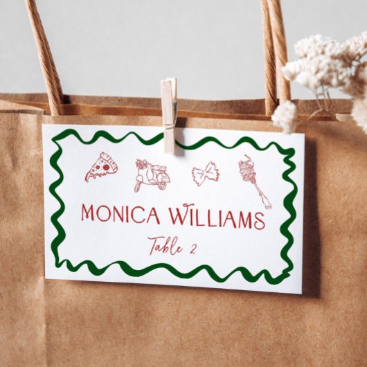 Carte De Placement Thé italien dessiné à la main Amore Pizza manuscri