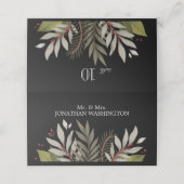 Carte De Placement Thème Botanique Muet | Noir | MARIAGE (Extérieur déplié)