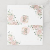 Carte De Placement Thème de fête de thé aux roses florales rose tendr (Extérieur déplié)