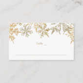 Carte De Placement Thème de Noël Gold Snowflakes Mariage élégant (Devant)