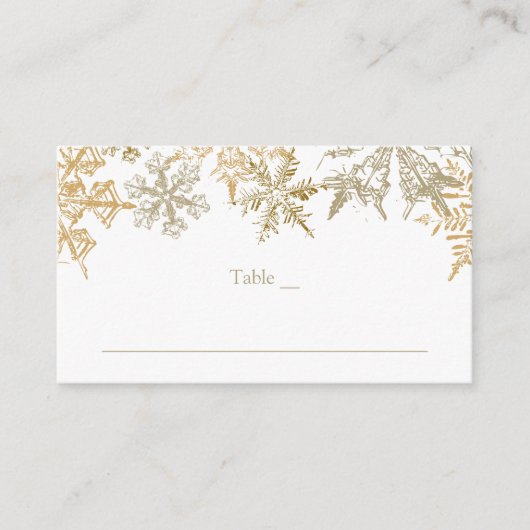 Carte De Placement Thème de Noël Gold Snowflakes Mariage élégant (Devant)