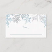 Carte De Placement Thème de Noël Silver Blue Snowflakes Mariage (Devant)
