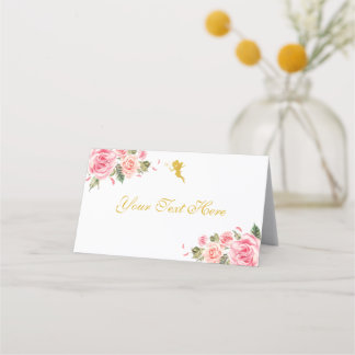Carte De Placement Thème Fée rose et or