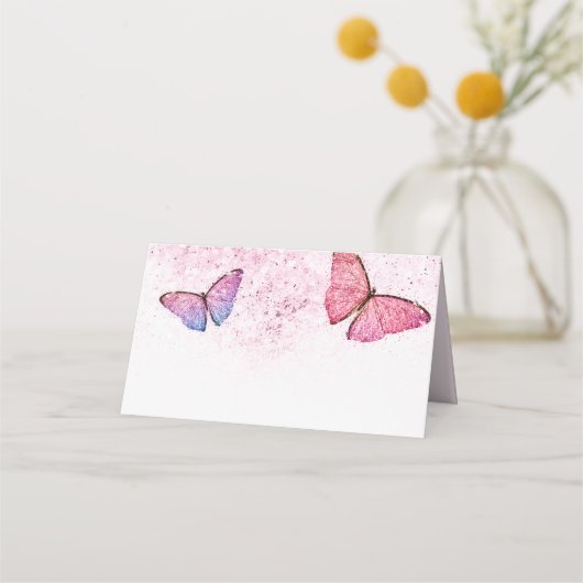 Carte De Placement Thème Papillon Fille Anniversaire Fête Nourriture (Devant)