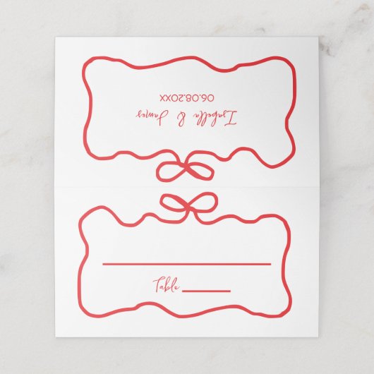 Carte De Placement Tir à l'arc Main Courante Ondulée Baby Shower Mari (Extérieur déplié)