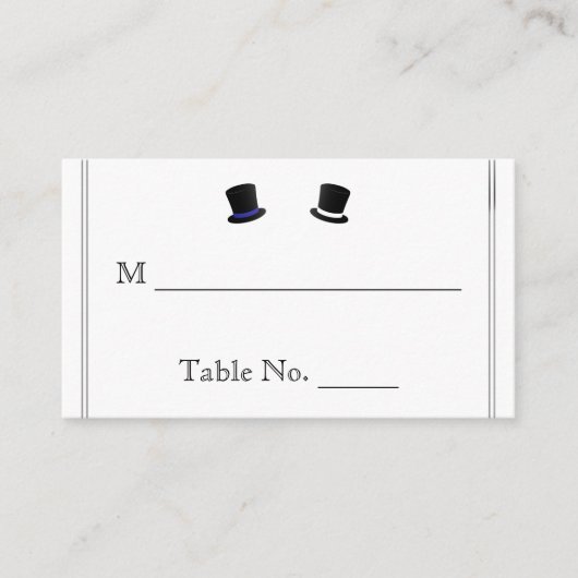 Carte De Placement Top Chapeaux et Bow Cravates Blue Gay Mariage Cart (Devant)
