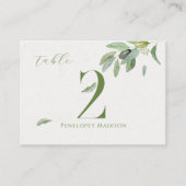 Carte De Placement Toscane moderne Olive Feuille Numéro de tableau (Devant)