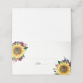 Carte De Placement Tournesol Bourgogne Rose Floral Mariage (Extérieur déplié)