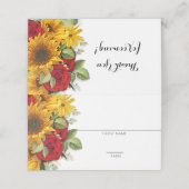 Carte De Placement Tournesol et Rose rustique (Extérieur déplié)