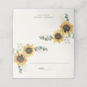 Carte De Placement Tournesol Eucalyptus Green Script Mariage Table (Extérieur déplié)
