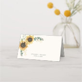 Carte De Placement Tournesol Eucalyptus Green Script Mariage Table (Dos)