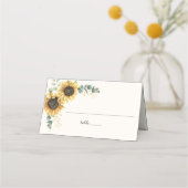 Carte De Placement Tournesol Eucalyptus Green Script Mariage Table (Devant)