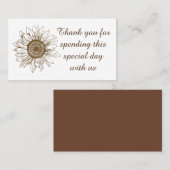 Carte De Placement Tournesol floral Fleur marron Mariage de campagne  (Devant / Derrière)