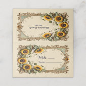 Carte De Placement Tournesol jaune avec cadre d'art mariage (Extérieur déplié)