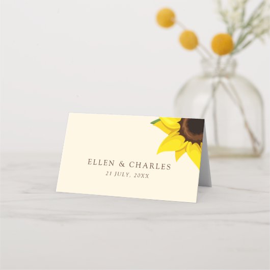 Carte De Placement Tournesol Jaune Carte de table d'hôtes à thème (Dos)