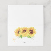 Carte De Placement Tournesol Jaune Fleurs de Mariage (Extérieur déplié)