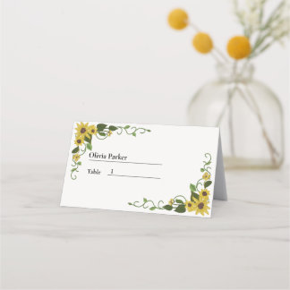 Carte De Placement Tournesol Jaune Floral Huile de la main dessinée