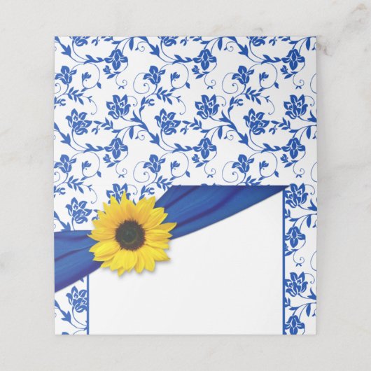 Carte De Placement Tournesol jaune Royal Blue Floral Mariage (Extérieur déplié)
