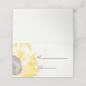 Carte De Placement Tournesol jaune sur Mariage d'aquarelle blanche (Extérieur déplié)