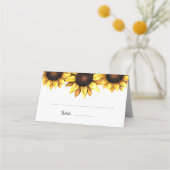 Carte De Placement Tournesol Mariage Aquarelle Jaune Blanc (Devant)