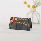 Carte De Placement Tournesol rustique et mariage rose (Dos)