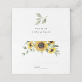 Carte De Placement Tournesol Vert Feuille Table Mariage  (Extérieur déplié)