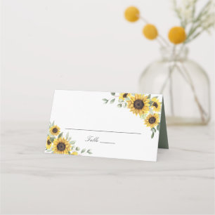 Carte De Placement Tournesol Vert Feuille Table Mariage 