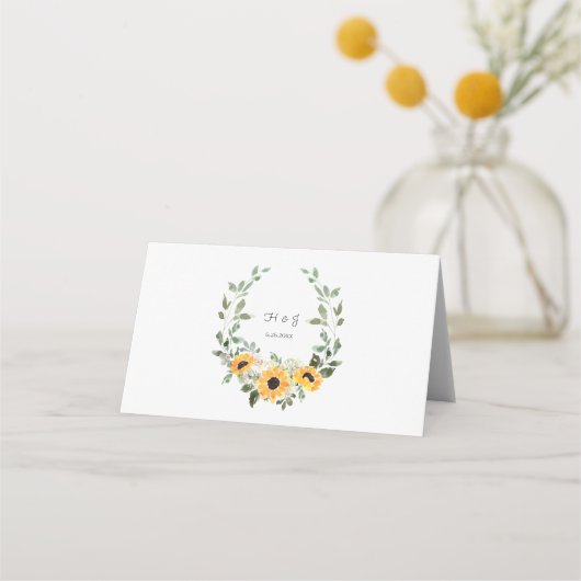 Carte De Placement Tournesol vert Rustique Mariage Carte Place (Dos)