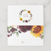 Carte De Placement Tournesols et Bourgogne Mariage de automne Rose (Extérieur déplié)