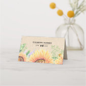 Carte De Placement Tournesols Rustiques Mariage papier Kraft (Dos)