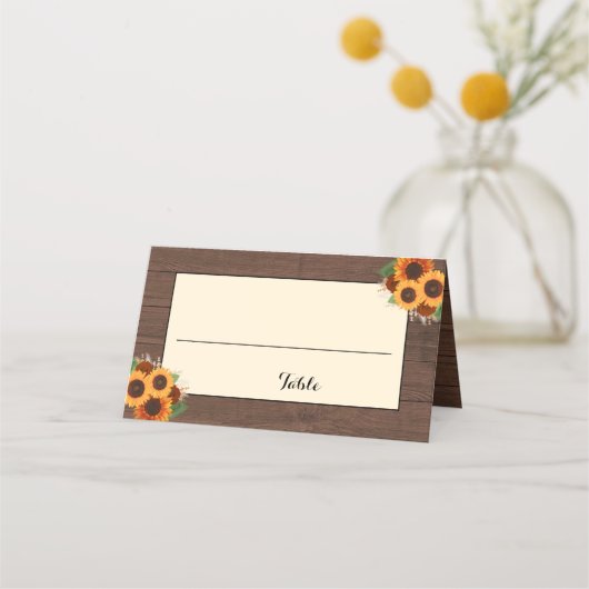 Carte De Placement Tournesols rustiques Terracotta Rose Mariage (Dos)