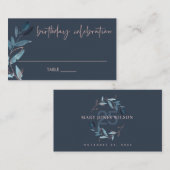 CARTE DE PLACEMENT TOUT ÂGE MARINE ROSE BLEU FOLIAGE WREATH ANNIVERSA (Devant / Derrière)