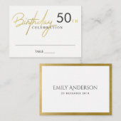 CARTE DE PLACEMENT TOUT ÂGE SIMPLE ÉLÉGANTE TYPOGRAPHIE OR ANNIVERSAI (Devant / Derrière)