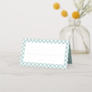 Carte De Placement Très turquoise en vichy baby shower neutre simple