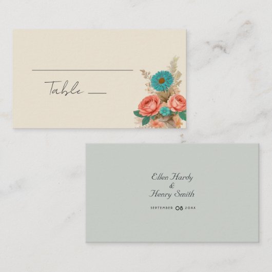 Carte De Placement Tropical Blues & Greens Eco-Friendly Beach Wedding (Devant / Derrière)