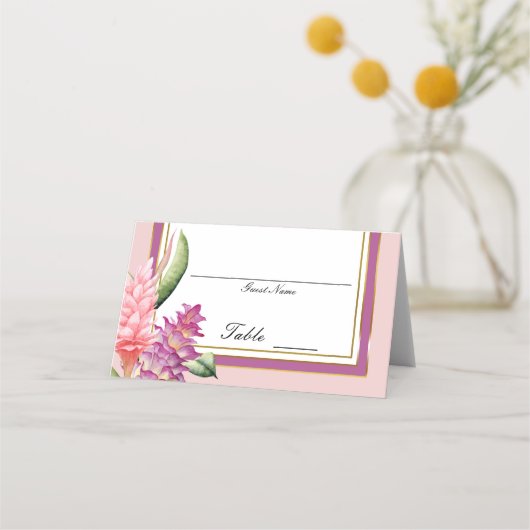 Carte De Placement Tropical Floral Orchidée violet rose Numéro de tab (Dos)