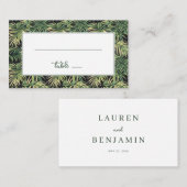 Carte De Placement Tropical Green Palm Leaf (Devant / Derrière)